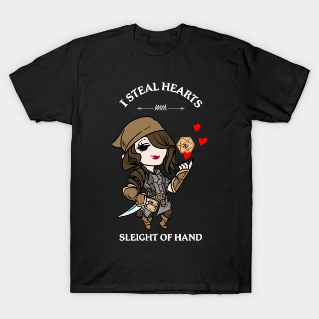 I Steal Hearts Sleight Of Hand D20 Fantasy Tabletop RPG Roleplaying D20 Gamer T-Shirt by TheBeardComic